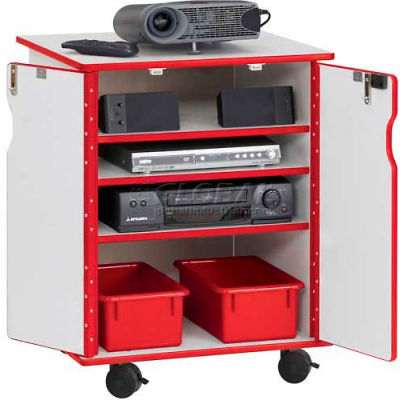 Jonti-Craft® RAINBOW ACCENTS® Presentation Mobile Cabinet - Gray with Red Edge