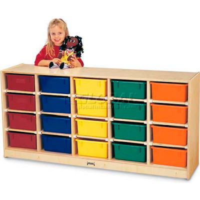 Jonti-Craft® 20 Tub Mobile Cubbie Without Tubs, 60"W x 15"D x 29-1/2"H, Birch Plywood