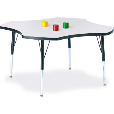 Berries® Four Leaf Activity Table, 48"W x 48"L x 15" To 24"H, Classic Gray