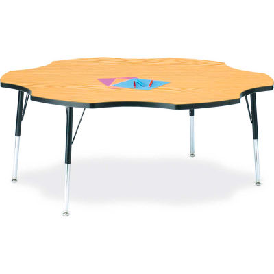Berries® Six Leaf Activity Table, 60"W x 60"L x 24-31"H, Classic Oak