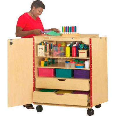 Jonti-Craft 9510JC Mobile Supply Cabinet 36"W x 24"D x 46"H, Brich, Assembled