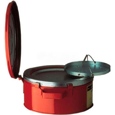 Justrite Bench Can, 1-Gallon, w/ Basket, Red, 10370