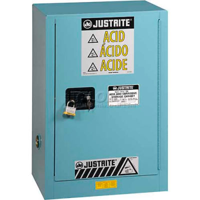 Justrite 12 Gal.1 Door, Self-Close, Acid Corrosive Cabinet w/Painted Bottom, 23-1/4"Wx18"Dx35"H,Blue