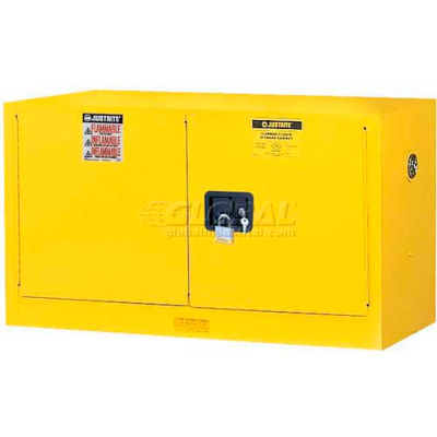 Justrite 17 Gallon 2 Door, Self-Close, Piggyback, Flammable Cabinet, 43"W x 18"D x 24"H, Red