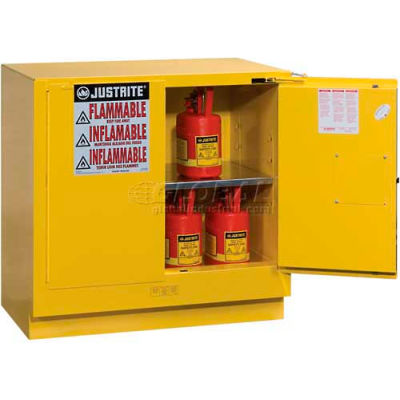 Justrite 22 Gallon 2 Door, Self-Close, Undercounter, Flammable Cabinet, 35"W x 22"D x 35"H, Gray