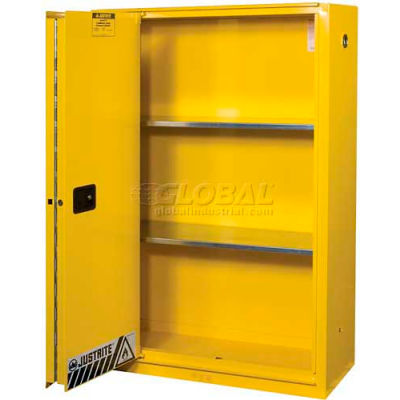 Justrite 45 Gallon 1 Sliding Door, Self-Close, Flammable Cabinet, 43"W x 18"D x 35"H, Red