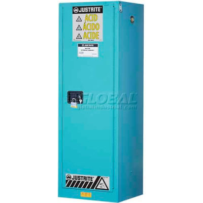 Justrite 54 Gallon 1 Door, Manual, Slimline, Acid Corrosive Cabinet, 23-1/4"W x 34"D x 65"H, Blue