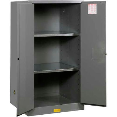 Justrite 60 Gallon 2 Door, Self-Close, Flammable Cabinet, 34"W x 34"D x 65"H, Gray