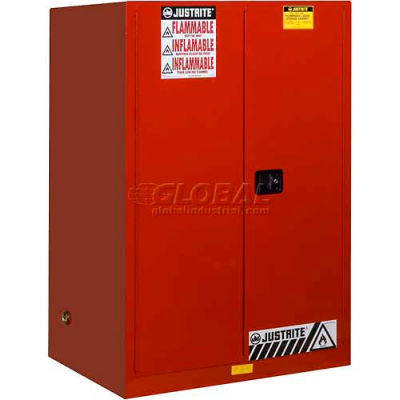 Justrite 90 Gallon 2 Door, Manual, Flammable Cabinet , 43"W x 34"D x 65"H, Red