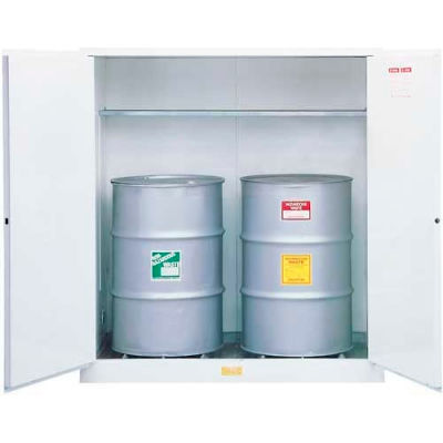 Justrite® Drum Cabinet 110 Gal. Capacity Vertical Manual Close Flammable W/ Drum Rollers