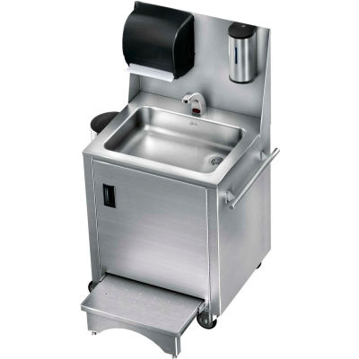Just Mfg. Enviro Series Touchless Portable Hand Wash Station w/Slide Step, Hot/Cold, Stainless Steel