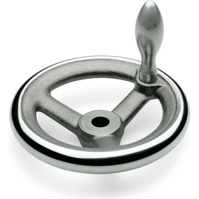 JW Winco - 10MN82/D - Cast Iron Spoked Handwheel w/ Revolving Handle - 3.94" Dia x 10mm Bore