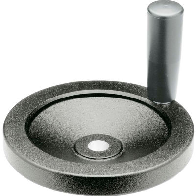 JW Winco - 12MF11/D - Black Solid Disk Handwheel w/ Rev Handle - 3.15" Dia x 12mm Bore