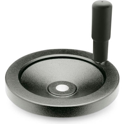 JW Winco - 12MF12/R - Black Solid Disk Handwheel w/ Rev Handle - 3.94" Dia x 12mm Bore