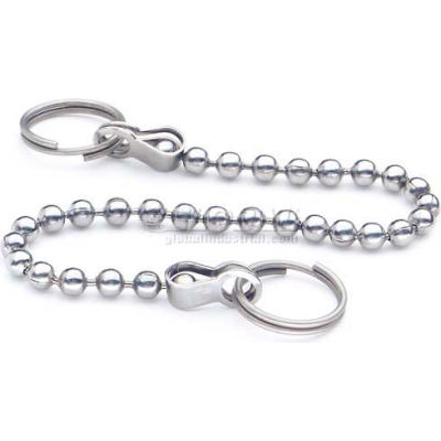 Ball Chain w/ Two Key Rings, 18W320JC0, .71" Ring Diameter, 13.78" Chain Length