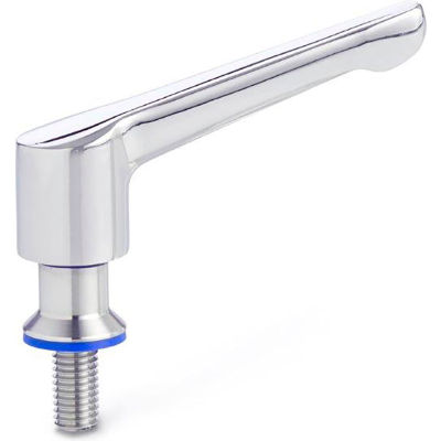 Hygenic Design Adjustable Lever - M6 - 20mm Threaded Stud - Stainless - J.W. Winco 305-63-M6-20-PL