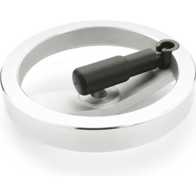 JW Winco - 4BE37/R - Aluminum 2 Spoked Handwheel w/ Retractable Handle - 6.30" Dia x .500" Bore