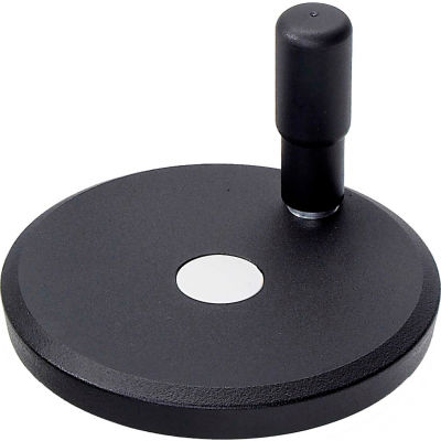 JW Winco - 4BRW2K/R - Aluminum Flat-Faced Handwheel w/ Rev Handle - 4.92" Dia x .500" Bore - Black