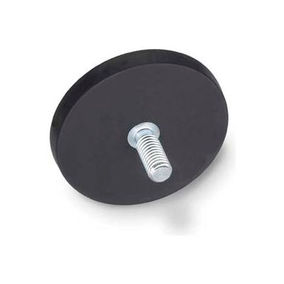 Retaining Magnet Assembly w/ Threaded Stud and Rubber Jacket - 2.60" Dia. Zinc Plated Steel