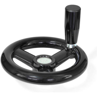 JW Winco - 6204015 - Plastic 3 Spoked Handwheel w/ Rev Handle - 5.91" Dia x .24" Pilot Hole