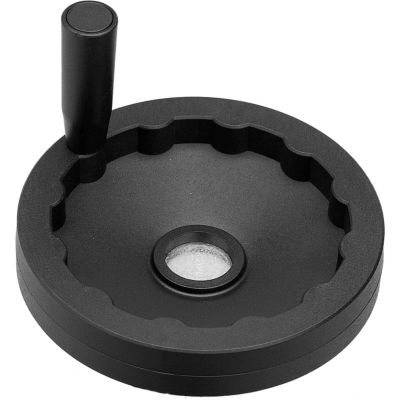 JW Winco - 6380005 - Plastic Solid Disk Handwheel w/ Rev Handle - 3.94" Dia x .16" Pilot Hole