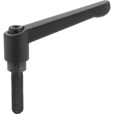 Die Cast Adjustable Lever - M6 x 1.0 - 63mm Handle - 63mm Stud - Black - J.W. Winco 6N63A02K GN300