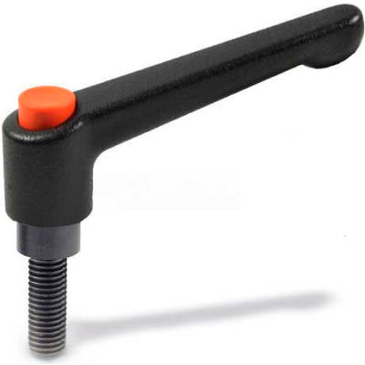 Zinc Die-Cast Adjustable Lever with Push Button and Steel Components 3/8-16 x 1.26 Stud 2.48"L