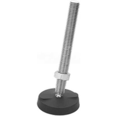 Leveling Mount w/o Bolt Holes, 3/8-16 x 6" Stud, 1.97" Base Dia, 7.375"H, 4000 Lbs. Load Cap - USA