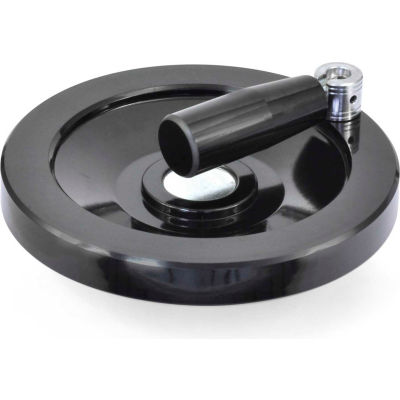 JW Winco - 7117000 - Plastic Solid Disk Handwheel w/ Retractable Handle - 3.94" D x .16" Pilot Hole