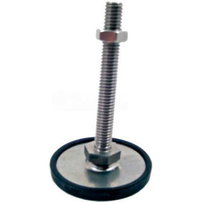 Leveling Foot W/Plastic Cap, 1/2-13 x 5.91" Stud, 2.36" Base Dia, 6.42"H, 2250 Lbs. Cap, 304 SS