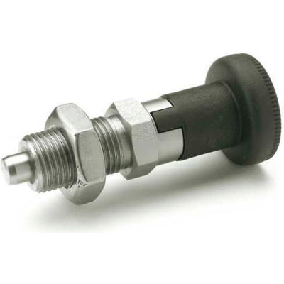J.W. Winco Indexing Plunger w/ Knob Lock-Out & Nut SS 6.0x15.0N Pressure M10x1 Thread 5x5mm Pin