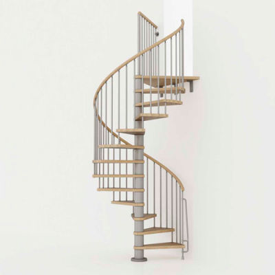 Arke Phoenix Spiral Staircase Kit, (99-5/8" to 120-1/2"), 63" Dia., Gray