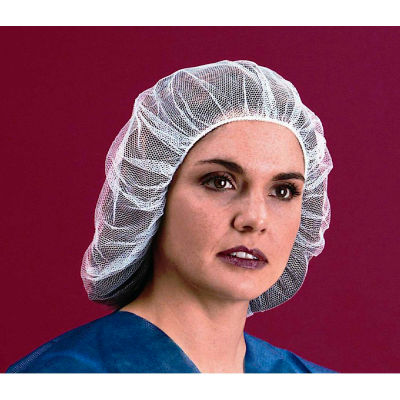 Nylon Hairnet, Honeycomb, 1/16" Hole, 100% Latex Free, White, 28", 100/Bag