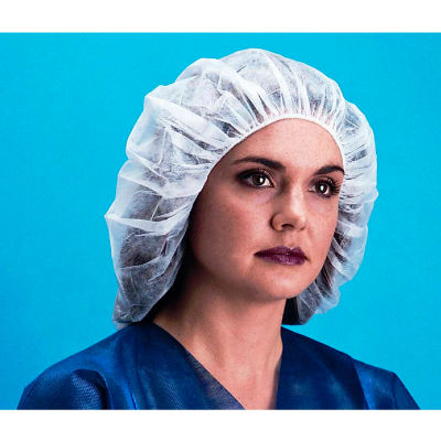 Lightweight Polypropylene Bouffant Cap, 100% Latex Free, Navy 21", 100/Bag