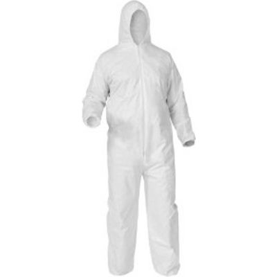 KeyGuard® Coverall, Elastic Wrists & Ankles, Attached Hood, Zipper Front, White, 2XL, 25/CS