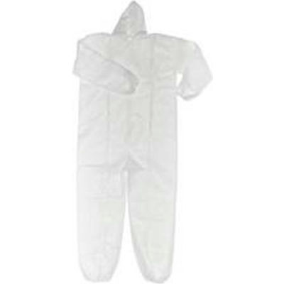 HD Polypropylene Coverall, Elastic Wrists & Ankles, Attached Hood, Zipper Front, White, 5XL, 25/CS