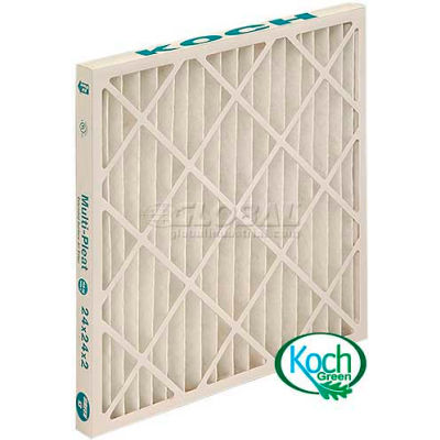 Koch High Capacity Multi-Pleat Green Air Filter, MERV 13, Extended Surface, 20"Wx20"Hx2"D - Pkg Qty 12