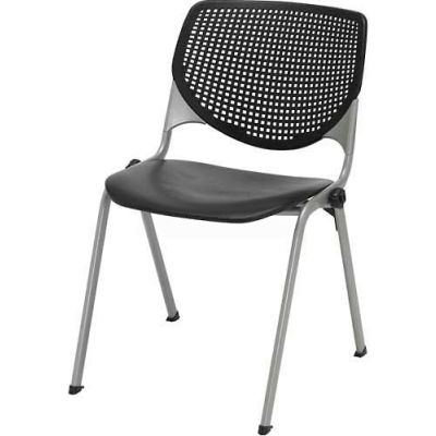 KFI Stack Chair with Perforated Back - Plastic Seat - Black - KOOL Series