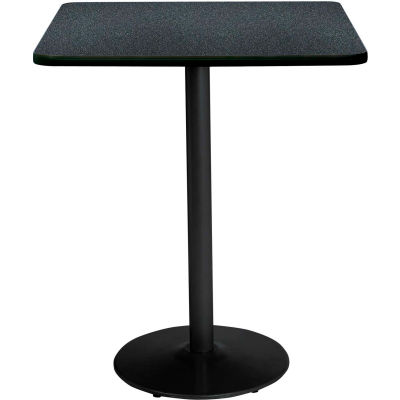 KFI 36"W Square Bistro Table - Graphite Nebula Top, Round Black Base