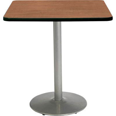 KFI 36" x 36"H Square Counter Height Pedestal Table - River Cherry Top - Round Silver Base