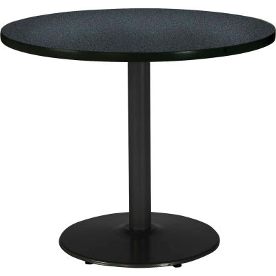 KFI 42" Round Restaurant Table - Graphite Nebula Top Round Black Base