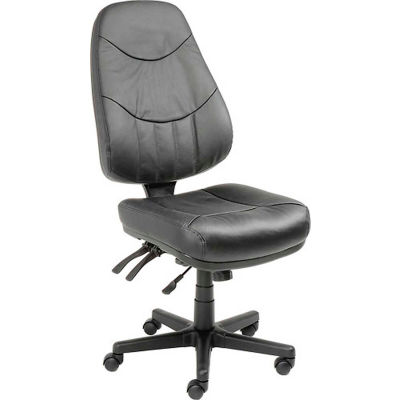 Interion® Multifunctional Office Chair - Leather - High Back - Black