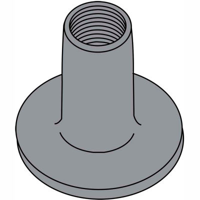 6-32X1/4  WELD NUT WITH .562 ROUND BASE STEEL Plain, Pkg of 1000