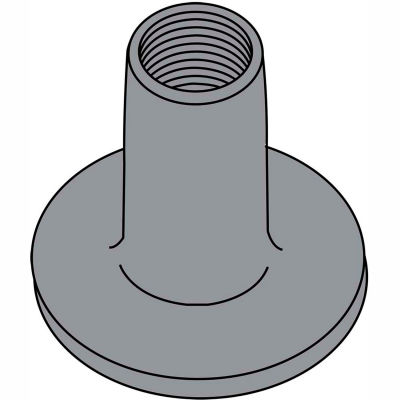 6-32X1/4 WELD NUT WITH .562 ROUND BASE STEEL Plain, Pkg of 1000