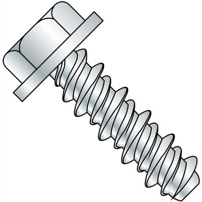 #6 x 1/2 #5HD Unslotted Indented Hex Washer High Low Screw Fully Threaded Zinc - Pkg of 10000
