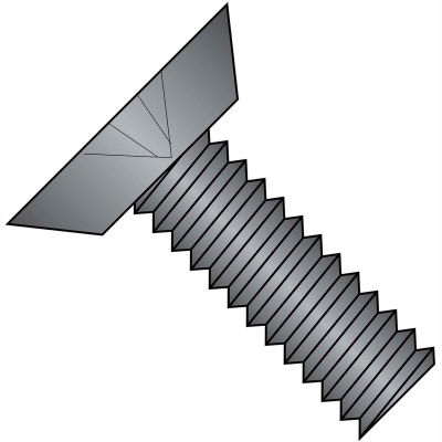 6-32X1/2 Phillips Flat Undercut Machine Screw Fully Threaded Black Zinc, Pkg of 10000