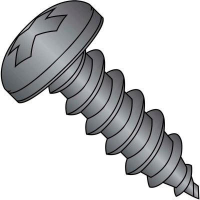 #6 x 5/8 Phillips Pan Self Tapping Screw Type A Fully Threaded Black Oxide - Pkg of 10000