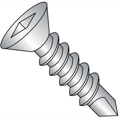 #8 x 1-1/2 Square Drive Flat Head Self Drilling Screw Full Thread 410 Stainless Steel - Pkg of 2000