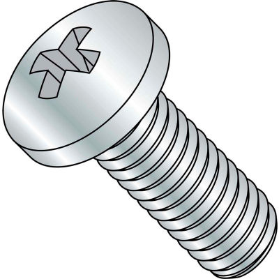 8-32X1 1/2 Phillips Pan Machine Screw Fully Threaded Zinc, Pkg of 3000
