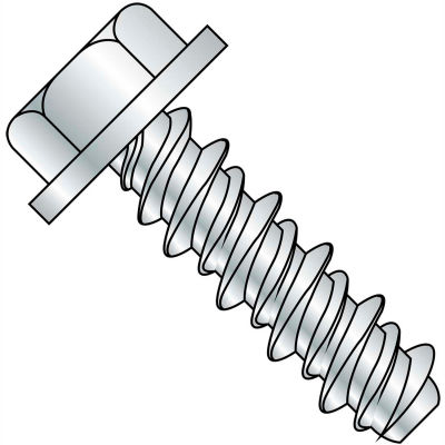 #10 x 1/2 #8HD Unslotted Indented Hex Washer High Low Screw Fully Threaded Zinc - Pkg of 8000